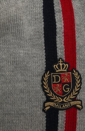 Детский шерстяной шарф DOLCE & GABBANA серого цвета по цене 14050 руб., арт. LBKA85/JBVD1 | Фото 2 Детский шерстяной шарф DOLCE & GABBANA серого цвета, арт. LBKA85/JBVD1 | Фото 2