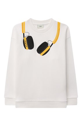 Детский хлопковый свитшот FENDI белого цвета по цене 51150 руб., арт. JMH153/5V0/8A-12+ | Фото 1 Детский хлопковый свитшот FENDI белого цвета, арт. JMH153/5V0/8A-12+ | Фото 1 (Рукава: Длинные; Материал внешний: Хлопок; Мальчики Кросс-КТ: Толстовка-одежда, Свитшот-одежда; Ростовка одежда: 10 - 11 лет | 140 - 146см, 12 лет | 152 см, 8 лет | 128 см)