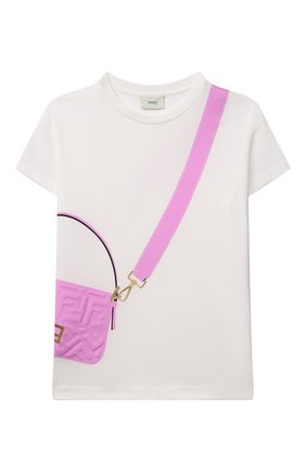 Детская хлопковая футболка FENDI белого цвета по цене 26350 руб., арт. JFI242/7AJ/8A-12+ | Фото 1 Детская хлопковая футболка FENDI белого цвета, арт. JFI242/7AJ/8A-12+ | Фото 1