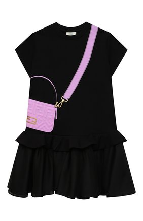 Детское хлопковое платье FENDI черного цвета по цене 45800 руб., арт. JFB382/AG3Z/8A-12+ | Фото 1 Детское хлопковое платье FENDI черного цвета, арт. JFB382/AG3Z/8A-12+ | Фото 1
