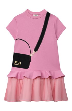 Детское хлопковое платье FENDI розового цвета по цене 42300 руб., арт. JFB382/AG3Z/3A-6A | Фото 1 Детское хлопковое платье FENDI розового цвета, арт. JFB382/AG3Z/3A-6A | Фото 1