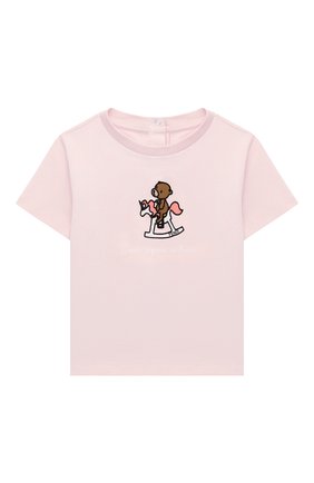 Детский хлопковая футболка FENDI розового цвета, арт. BUI027/ST8 | Фото 1 (Рукава: Короткие; Материал внешний: Хлопок; Кросс-КТ НВ: Футболка; Ростовка одежда: 18 мес | 86 см, 24 мес | 92 см)