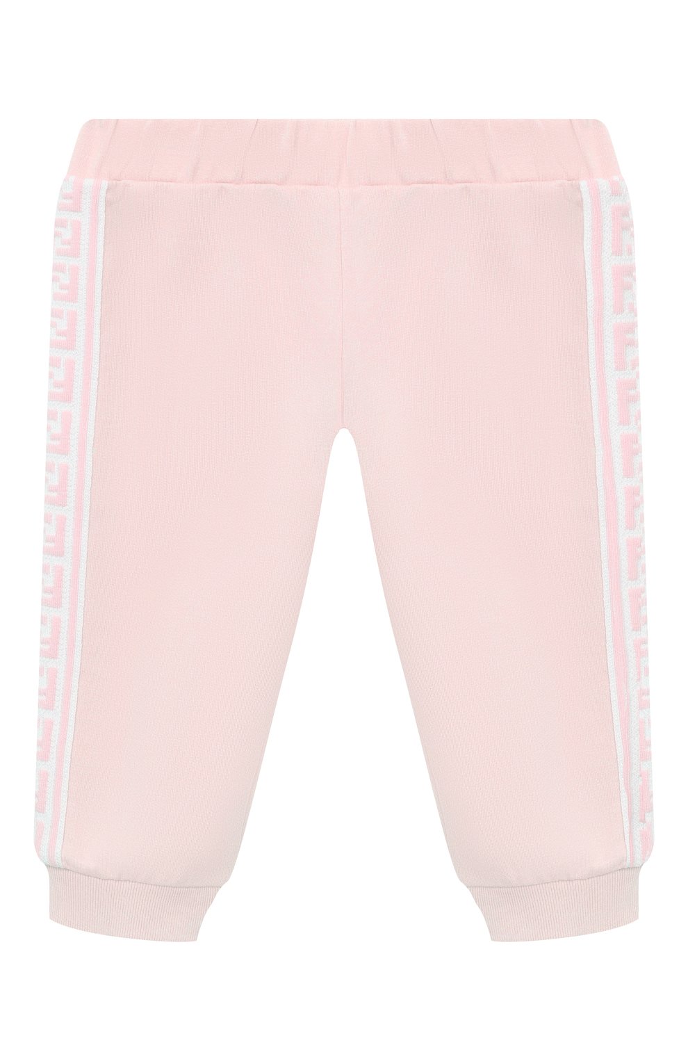 Детские хлопковые брюки FENDI розового цвета, арт. BUF029/8RA/3M-9M | Фото 1 (Материал внешний: Хлопок; Ростовка одежда: 3 мес | 62 см, 6 мес | 68 см, 9 мес | 74 см)