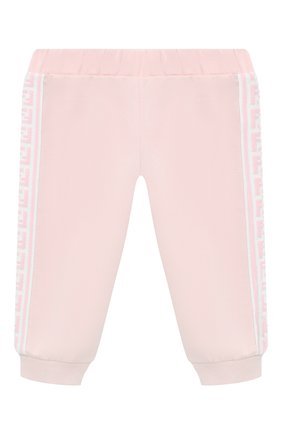 Детские хлопковые брюки FENDI розового цвета, арт. BUF029/8RA/3M-9M | Фото 1 (Материал внешний: Хлопок; Ростовка одежда: 3 мес | 62 см, 6 мес | 68 см, 9 мес | 74 см)