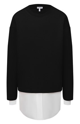 Женский шерстяной пуловер LOEWE черного цвета, арт. S359341XAY | Фото 1 (Материал подклада: Хлопок; Рукава: Длинные; Материал внешний: Шерсть; Длина (для топов): Стандартные; Женское Кросс-КТ: Пуловер-одежда; Стили: Кэжуэл)