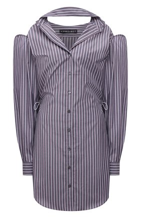 Женское хлопковое платье Y/PROJECT серого цвета по цене 65450 руб., арт. WSHIRT54-S20 F302 | Фото 1 Женское хлопковое платье Y/PROJECT серого цвета, арт. WSHIRT54-S20 F302 | Фото 1 (Рукава: Длинные; Материал внешний: Хлопок; Длина Ж (юбки, платья, шорты): Мини; Женское Кросс-КТ: Платье-одежда, платье-рубашка; Случай: Повседневный; Стили: Кэжуэл)