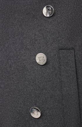 Мужской кашемировое пальто BALMAIN серого цвета, арт. WH1UD020/W070 | Фото 5 (Материал внешний: Шерсть, Кашемир; Рукава: Длинные; Длина (верхняя одежда): До колена; Материал подклада: Синтетический материал; Мужское Кросс-КТ: пальто-верхняя одежда; Стили: Кэжуэл)