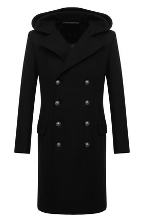 Мужской пальто из шерсти и кашемира BALMAIN черного цвета по цене 226000 руб., арт. WH1UB001/T158 | Фото 1 Мужской пальто из шерсти и кашемира BALMAIN черного цвета, арт. WH1UB001/T158 | Фото 1