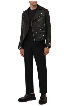 Мужская кожаная куртка BALMAIN черного цвета, арт. WH1TD100/L124 | Фото 2 (Рукава: Длинные; Длина (верхняя одежда): Короткие; Материал подклада: Хлопок; Кросс-КТ: Куртка; Мужское Кросс-КТ: Кожа и замша; Стили: Гранж; Материал внешний: Натуральная кожа)