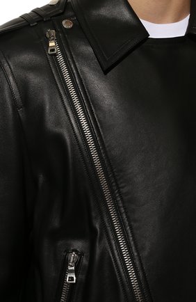 Мужская кожаная куртка BALMAIN черного цвета, арт. WH1TD055/L115 | Фото 5 (Кросс-КТ: Куртка; Рукава: Длинные; Стили: Гранж; Материал внешний: Натуральная кожа; Мужское Кросс-КТ: Кожа и замша; Длина (верхняя одежда): Короткие; Материал подклада: Хлопок)
