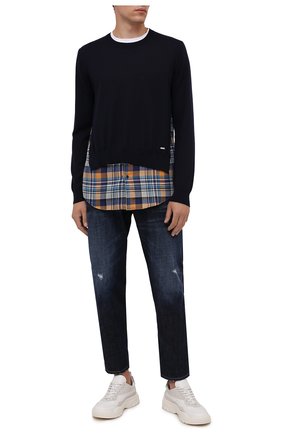 Мужской комбинированный джемпер DSQUARED2 темно-синего цвета по цене 55950 руб., арт. S74HA1171/STJ347 | Фото 2 Мужской комбинированный джемпер DSQUARED2 темно-синего цвета, арт. S74HA1171/STJ347 | Фото 2