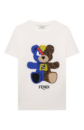 Детская хлопковая футболка FENDI белого цвета по цене 11650 руб., арт. JUI034/7AJ/3A-6A | Фото 1 Детская хлопковая футболка FENDI белого цвета, арт. JUI034/7AJ/3A-6A | Фото 1