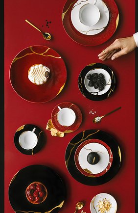 Кофейная чашка с блюдцем kintsugi charbon BERNARDAUD черного цвета, арт. 1976/21509 | Фото 3 (Интерьер: Интерьер; Ограничения доставки: fragile-2)