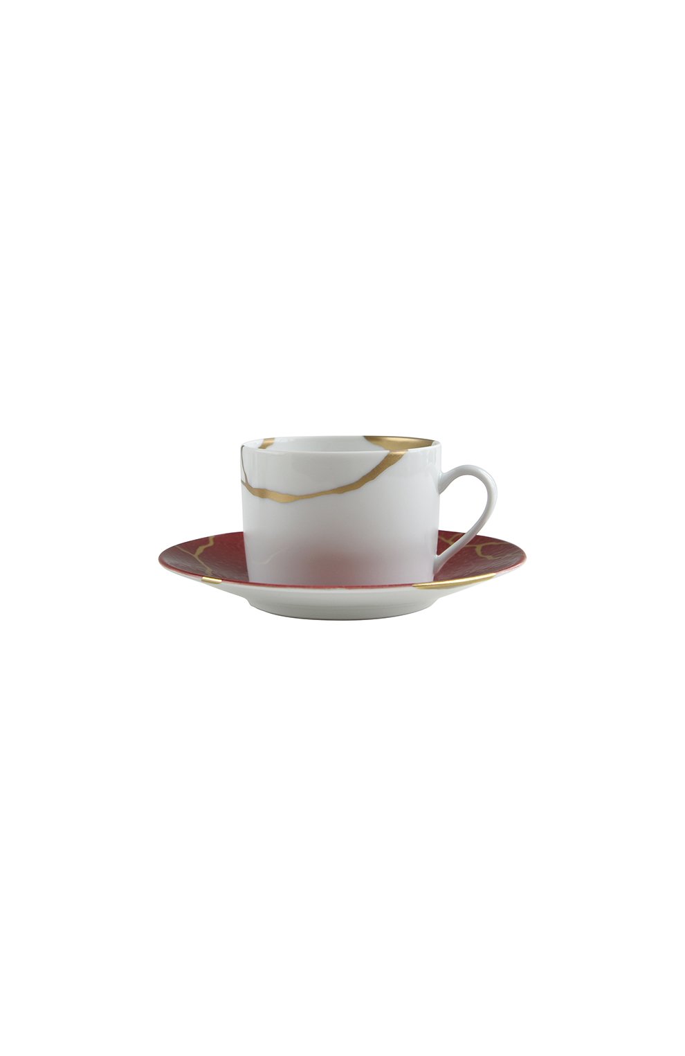 Чайная чашка с блюдцем kintsugi rouge empereur BERNARDAUD красного цвета, арт. 1977/91 | Фото 1 (Ограничения доставки: fragile-2)