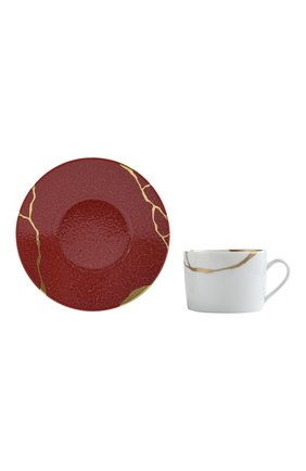 Чайная чашка с блюдцем kintsugi rouge empereur BERNARDAUD красного цвета по цене 25750 руб., арт. 1977/91 | Фото 2 Чайная чашка с блюдцем kintsugi rouge empereur BERNARDAUD красного цвета, арт. 1977/91 | Фото 2 (Ограничения доставки: fragile-2)