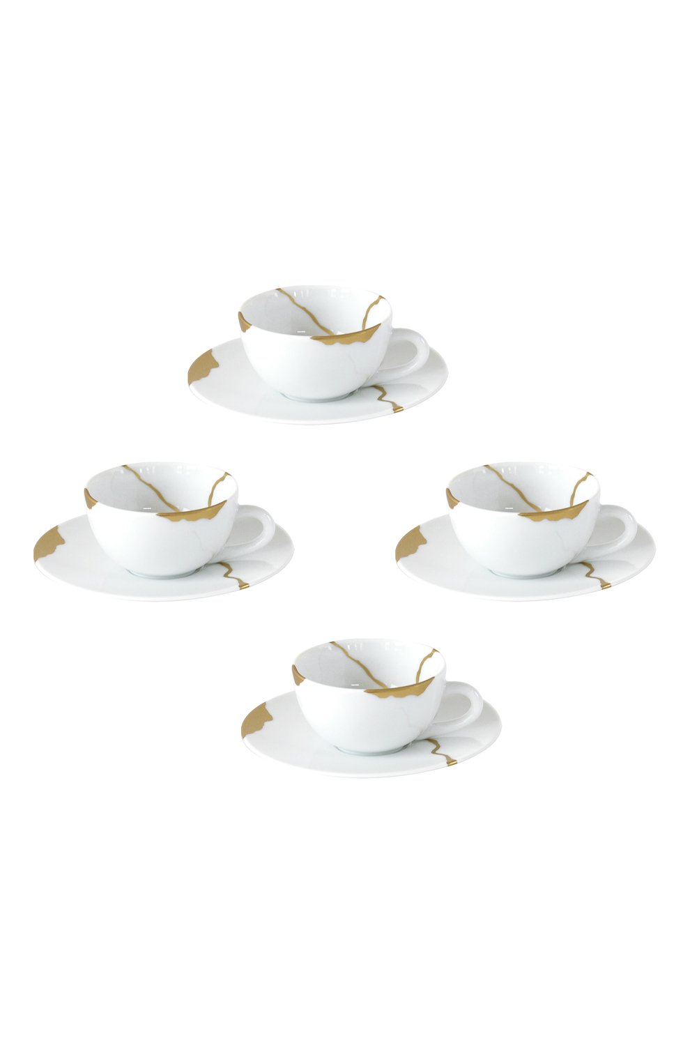 Набор kintsugi из четырех кофейных чашек с блюдцами BERNARDAUD белого цвета, арт. 1095/22664 | Фото 1 (Ограничения доставки: fragile-2)