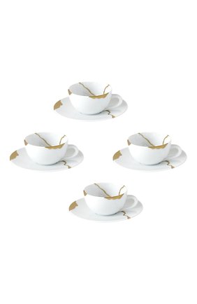 Набор kintsugi из четырех кофейных чашек с блюдцами BERNARDAUD белого цвета, арт. 1095/22664 | Фото 1 (Ограничения доставки: fragile-2)