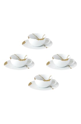 Набор kintsugi из четырех кофейных чашек с блюдцами BERNARDAUD белого цвета по цене 71950 руб., арт. 1095/22664 | Фото 1 Набор kintsugi из четырех кофейных чашек с блюдцами BERNARDAUD белого цвета, арт. 1095/22664 | Фото 1 (Ограничения доставки: fragile-2)