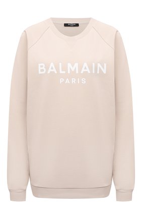 Женский хлопковый свитшот BALMAIN бежевого цвета по цене 53250 руб., арт. WF1JQ000/B091 | Фото 1 Женский хлопковый свитшот BALMAIN бежевого цвета, арт. WF1JQ000/B091 | Фото 1