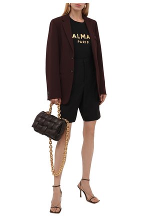 Женская хлопковая футболка BALMAIN черного цвета по цене 33950 руб., арт. WF1EF005/B097 | Фото 2 Женская хлопковая футболка BALMAIN черного цвета, арт. WF1EF005/B097 | Фото 2