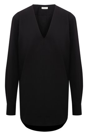 Женская хлопковая блузка DRIES VAN NOTEN черного цвета по цене 28700 руб., арт. 212-030724-3013 | Фото 1 Женская хлопковая блузка DRIES VAN NOTEN черного цвета, арт. 212-030724-3013 | Фото 1 (Длина (для топов): Удлиненные; Материал внешний: Хлопок; Рукава: Длинные; Стили: Кэжуэл; Женское Кросс-КТ: Блуза-одежда; Принт: Без принта)