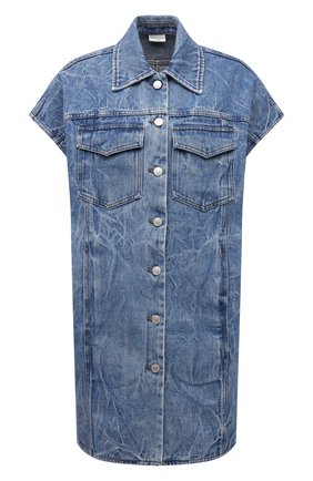 Женская джинсовая рубашка DRIES VAN NOTEN синего цвета по цене 51700 руб., арт. 212-030505-3381 | Фото 1 Женская джинсовая рубашка DRIES VAN NOTEN синего цвета, арт. 212-030505-3381 | Фото 1 (Длина (для топов): Удлиненные; Рукава: Короткие; Материал внешний: Хлопок; Стили: Минимализм; Кросс-КТ: Деним; Принт: Без принта; Женское Кросс-КТ: Рубашка-одежда)
