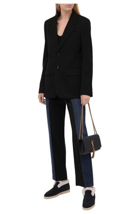 Женские замшевые ботинки LORO PIANA темно-синего цвета по цене 84100 руб., арт. FAL7979 | Фото 2 Женские замшевые ботинки LORO PIANA темно-синего цвета, арт. FAL7979 | Фото 2 (Материал утеплителя: Натуральный мех; Подошва: Плоская; Женское Кросс-КТ: Зимние ботинки, Без шнуровки-ботинки; Каблук высота: Низкий; Материал внешний: Замша)