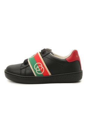 Детские кожаные кеды GUCCI черного цвета по цене 25600 руб., арт. 662211/D8050 | Фото 2 Детские кожаные кеды GUCCI черного цвета, арт. 662211/D8050 | Фото 2
