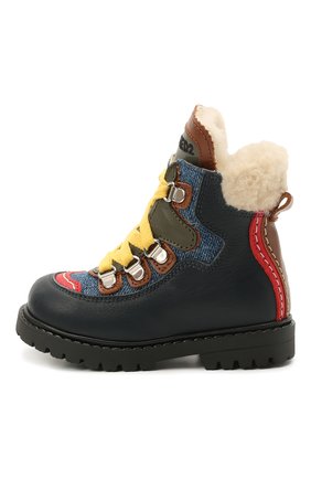 Детские кожаные ботинки DSQUARED2 синего цвета по цене 32050 руб., арт. 65053/KIPS/S0FTY/DENIM/S0FTY/18-26 | Фото 2 Детские кожаные ботинки DSQUARED2 синего цвета, арт. 65053/KIPS/S0FTY/DENIM/S0FTY/18-26 | Фото 2 (Материал утеплителя: Натуральный мех; Материал внешний: Кожа; Длина стельки: 13,5, 15,4, 15,8, 16,5, 14,5, 15)