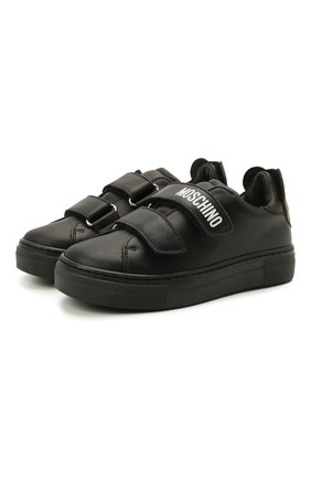Детские кожаные кеды MOSCHINO черного цвета по цене 32650 руб., арт. 68848/KIPS/KIPS/36-41 | Фото 1 Детские кожаные кеды MOSCHINO черного цвета, арт. 68848/KIPS/KIPS/36-41 | Фото 1 (Материал внутренний: Натуральная кожа; Кросс-КТ: велькро; Материал внешний: Кожа; Длина стельки: 22,3, 25, 25,9, 24; Мальчики Кросс-КТ: Обувь-низкие)