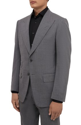 Мужской шерстяной костюм TOM FORD серого цвета по цене 470500 руб., арт. 238R10/21AL43 | Фото 2 Мужской шерстяной костюм TOM FORD серого цвета, арт. 238R10/21AL43 | Фото 2 (Рукава: Длинные; Материал внешний: Шерсть; Материал подклада: Купро, Шелк; Костюмы М: Однобортный; Стили: Классический)