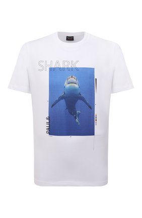 Мужская хлопковая футболка PAUL&SHARK белого цвета, арт. 11311662/C00 | Фото 1 (Материал внешний: Хлопок; Принт: С принтом; Рукава: Короткие; Стили: Кэжуэл; Длина (для топов): Стандартные)