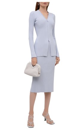 Женская юбка из вискозы PROENZA SCHOULER WHITE LABEL светло-голубого цвета по цене 35950 руб., арт. WL2137650-KY227 | Фото 2 Женская юбка из вискозы PROENZA SCHOULER WHITE LABEL светло-голубого цвета, арт. WL2137650-KY227 | Фото 2