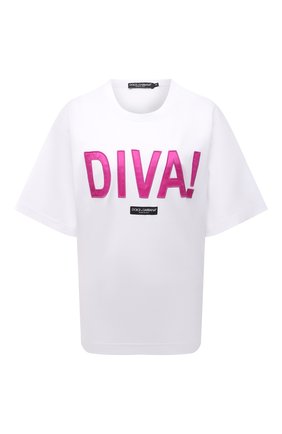 Женская хлопковая футболка DOLCE & GABBANA белого цвета по цене 52550 руб., арт. F8050Z/HU7H8 | Фото 1 Женская хлопковая футболка DOLCE & GABBANA белого цвета, арт. F8050Z/HU7H8 | Фото 1 (Длина (для топов): Стандартные; Материал внешний: Хлопок; Рукава: Короткие; Стили: Спорт-шик; Принт: С принтом; Женское Кросс-КТ: Футболка-одежда)