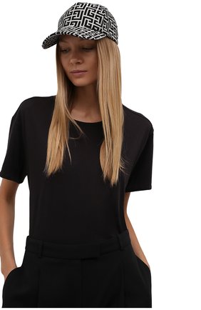 Женская хлопковая бейсболка BALMAIN черно-белого цвета по цене 35250 руб., арт. WF1XA015/C294 | Фото 2 Женская хлопковая бейсболка BALMAIN черно-белого цвета, арт. WF1XA015/C294 | Фото 2