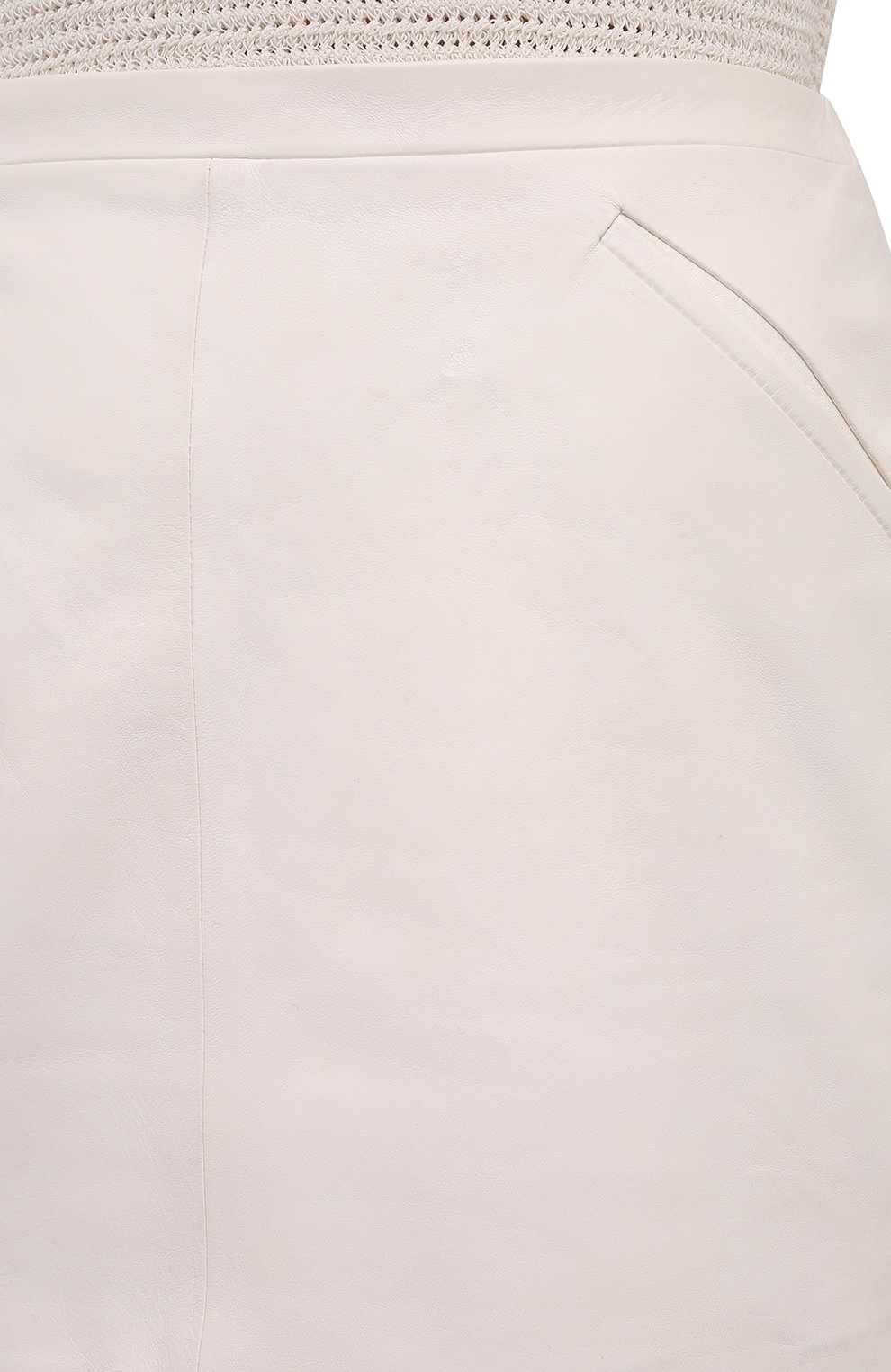Женская кожаная юбка TOM FORD кремвого цвета, арт. GCL824-LEX228 | Фото 5 (Стили: Гламурный; Длина Ж (юбки, платья, шорты): Мини; Женское Кросс-КТ: Юбка-одежда; Материал внешний: Натуральная кожа; Материал подклада: Шелк)