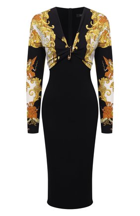 Женское платье из вискозы VERSACE черного цвета по цене 199500 руб., арт. 1000928/1A01257 | Фото 1 Женское платье из вискозы VERSACE черного цвета, арт. 1000928/1A01257 | Фото 1 (Длина Ж (юбки, платья, шорты): До колена; Материал внешний: Вискоза; Рукава: Длинные; Стили: Гламурный; Случай: Формальный; Кросс-КТ: Трикотаж; Женское Кросс-КТ: платье-футляр)