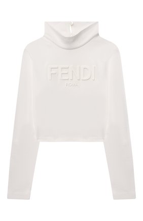 Детская укороченная водолазка из хлопка FENDI белого цвета по цене 16350 руб., арт. JFI237/7AJ/8A-12+ | Фото 1 Детская укороченная водолазка из хлопка FENDI белого цвета, арт. JFI237/7AJ/8A-12+ | Фото 1