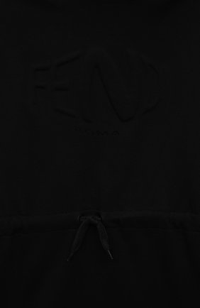 Детское хлопковое худи FENDI черного цвета, арт. JFH121/5V0/8A-12+ | Фото 3 (Рукава: Длинные; Материал внешний: Хлопок; Ростовка одежда: 10 - 11 лет | 140 - 146см, 12 лет | 152 см, 8 лет | 128 см)