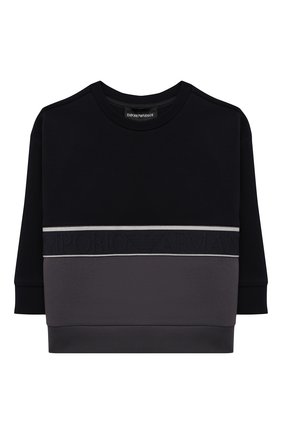 Детский хлопковый свитшот EMPORIO ARMANI темно-синего цвета по цене 16350 руб., арт. 6K4MJ9/1JHSZ | Фото 1 Детский хлопковый свитшот EMPORIO ARMANI темно-синего цвета, арт. 6K4MJ9/1JHSZ | Фото 1 (Материал внешний: Хлопок; Рукава: Длинные; Мальчики Кросс-КТ: Толстовка-одежда, Свитшот-одежда; Ростовка одежда: 10 - 11 лет | 140 - 146см, 13 - 15 лет | 158 см, 16 лет | 164 см, 4 года | 104 см, 5 лет | 110 см, 6 лет | 116 см, 7 лет | 122 см, 8 лет | 128 см)