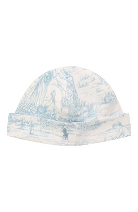 Детского хлопковая шапка POLO RALPH LAUREN голубого цвета, арт. 320850805 | Фото 1 (Материал: Хлопок, Текстиль)