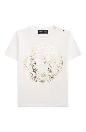 Детский хлопковая футболка VERSACE белого цвета по цене 9950 руб., арт. 1000102/1A00229 | Фото 1 Детский хлопковая футболка VERSACE белого цвета, арт. 1000102/1A00229 | Фото 1