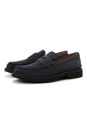Мужские замшевые пенни-лоферы TOD’S темно-синего цвета по цене 59150 руб., арт. XXM06H00640RE0 | Фото 1 Мужские замшевые пенни-лоферы TOD’S темно-синего цвета, арт. XXM06H00640RE0 | Фото 1 (Материал внутренний: Натуральная кожа; Материал внешний: Замша, Кожа; Мужское Кросс-КТ: Лоферы-обувь; Стили: Кэжуэл)