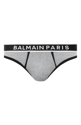 Мужские хлопковые брифы BALMAIN серого цвета по цене 5755 руб., арт. BRL615200 | Фото 1 Мужские хлопковые брифы BALMAIN серого цвета, арт. BRL615200 | Фото 1