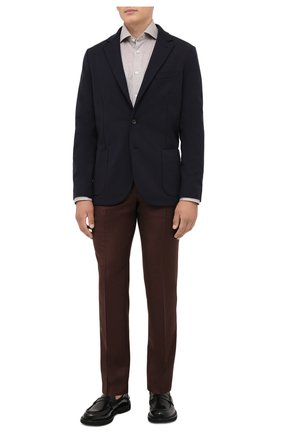 Мужской шерстяной пиджак LORO PIANA темно-синего цвета по цене 240500 руб., арт. FAL8987 | Фото 2 Мужской шерстяной пиджак LORO PIANA темно-синего цвета, арт. FAL8987 | Фото 2 (Длина (для топов): Стандартные; Материал внешний: Шерсть; Рукава: Длинные; Случай: Повседневный; Пиджаки М: Приталенный; Стили: Классический; 1-2-бортные: Однобортные)