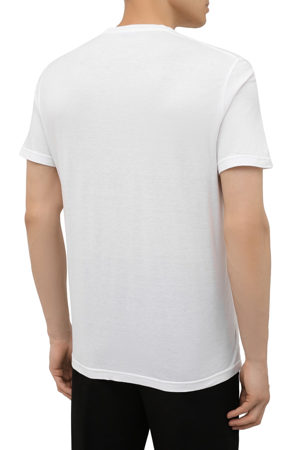 Мужская футболка из хлопка и кашемира KITON белого цвета, арт. UMK0038 | Фото 4 (Принт: Без принта; Рукава: Короткие; Длина (для топов): Стандартные; Материал внешний: Хлопок; Стили: Кэжуэл)