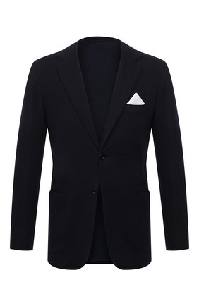 Мужской шерстяной пиджак KITON темно-синего цвета, арт. UG81K0159A | Фото 1 (Длина (для топов): Стандартные; Материал подклада: Купро; Рукава: Длинные; Материал внешний: Шерсть; Случай: Коктейльный; Пиджаки М: Приталенный; Стили: Классический; 1-2-бортные: Однобортные)