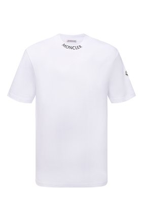 Мужская хлопковая футболка MONCLER белого цвета по цене 20700 руб., арт. G2-091-8C000-25-8390T | Фото 1 Мужская хлопковая футболка MONCLER белого цвета, арт. G2-091-8C000-25-8390T | Фото 1 (Материал внешний: Хлопок; Принт: Без принта; Рукава: Короткие; Стили: Кэжуэл; Длина (для топов): Стандартные)