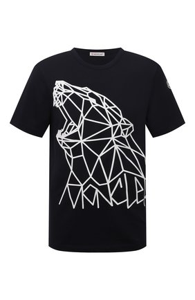 Мужская хлопковая футболка MONCLER темно-синего цвета по цене 20200 руб., арт. G2-091-8C000-02-8390T | Фото 1 Мужская хлопковая футболка MONCLER темно-синего цвета, арт. G2-091-8C000-02-8390T | Фото 1 (Длина (для топов): Стандартные; Материал внешний: Хлопок; Рукава: Короткие; Принт: С принтом; Стили: Кэжуэл)