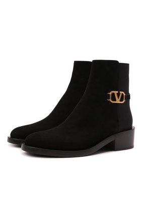Женские замшевые ботинки vlogo signature VALENTINO черного цвета по цене 85300 руб., арт. WW2S0CT1/LBX | Фото 1 Женские замшевые ботинки vlogo signature VALENTINO черного цвета, арт. WW2S0CT1/LBX | Фото 1 (Подошва: Плоская; Каблук высота: Низкий; Материал внутренний: Натуральная кожа; Женское Кросс-КТ: Военные ботинки; Материал внешний: Замша)